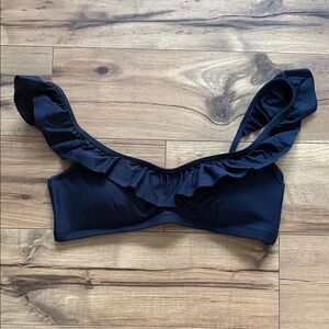 J. Crew Navy Ruffle Bikini Top